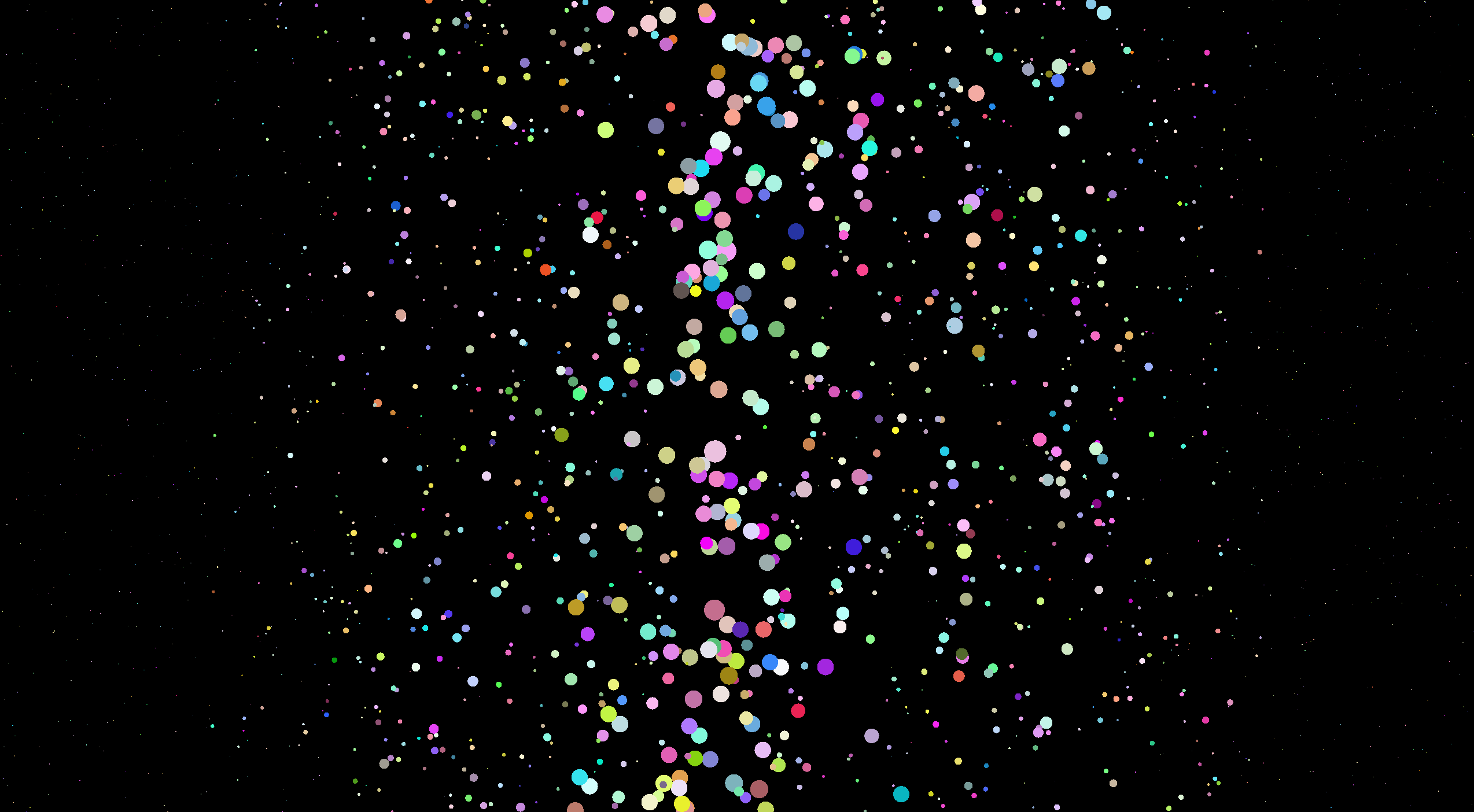 Crab Rave visualized with Sound Galaxy as colored circles flowing downward