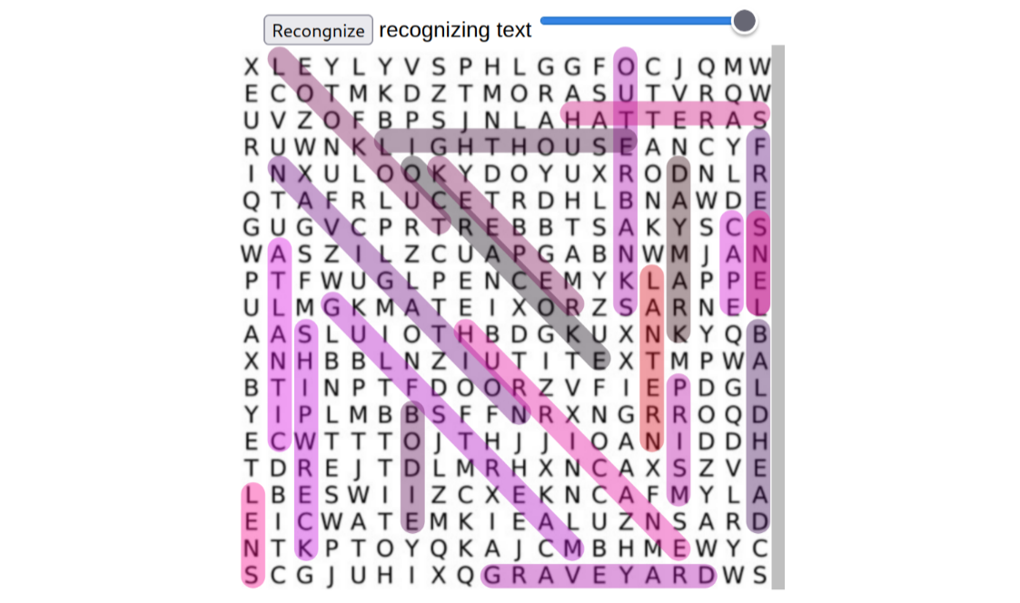 screenshot of a word search solved with Word Search Cheats